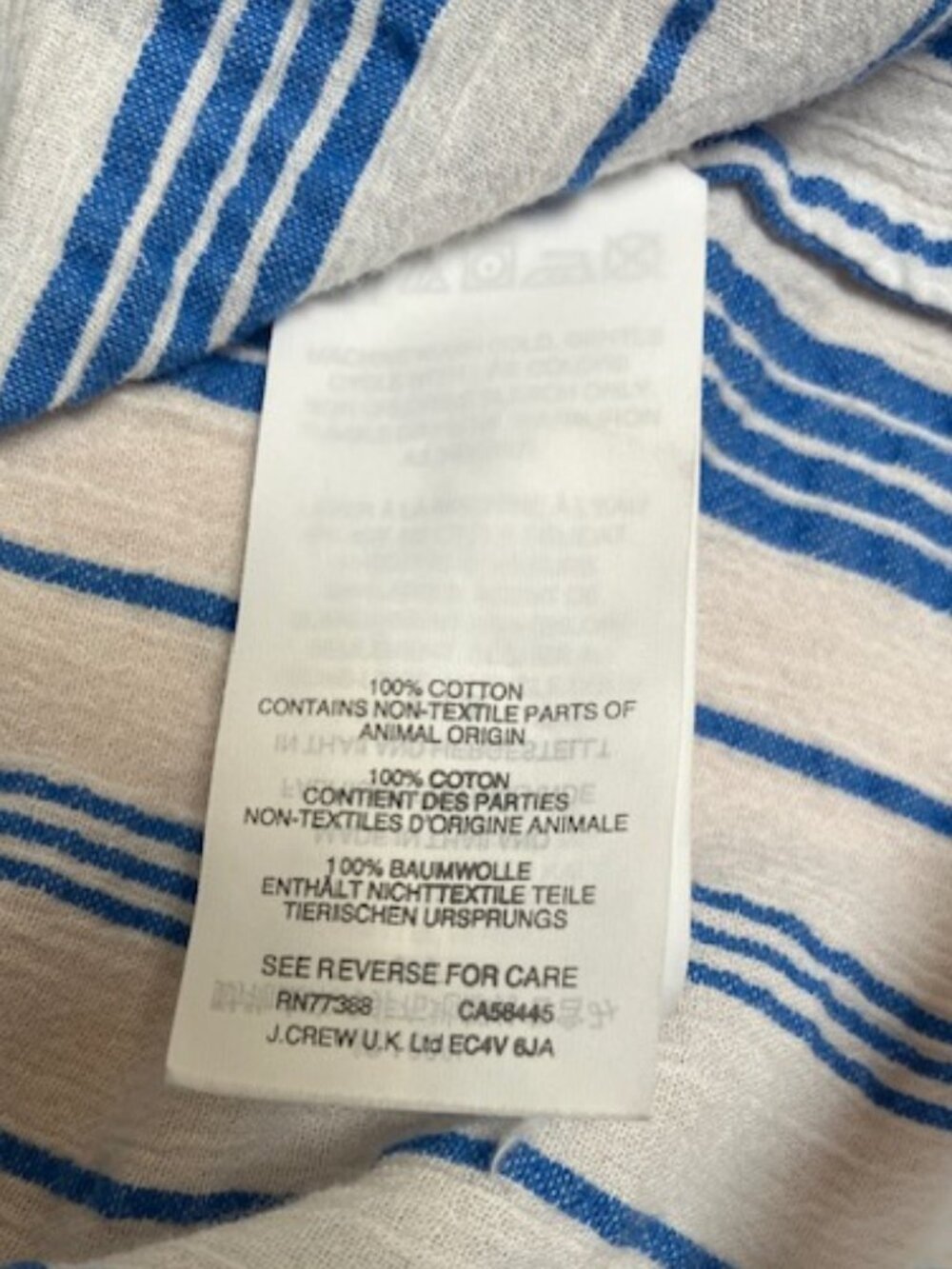 J. Crew Blue and white striped popover cotton gauze shirt size 8 - Picture 5 of 8